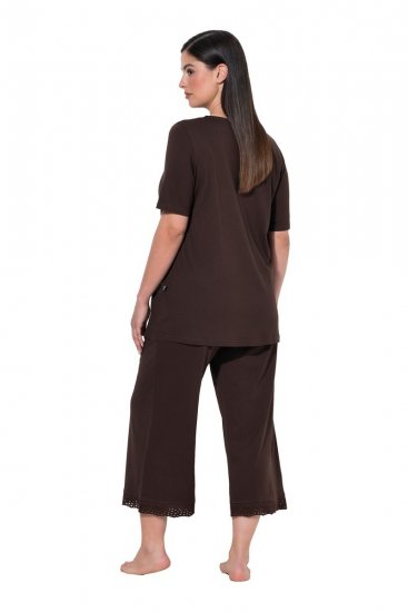 Ulla Popken 806944 Pyjama à manches courtes Marron - Pyjamas/vêtements de détente - 