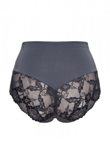 Ulla Popken 809385 Culotte gainante en dentelle Anthracite - Lingerie gainante - 
