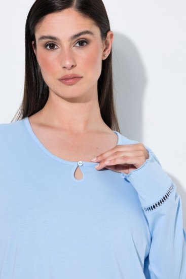 Ulla Popken 810592 Pyjama en dentelle Bleu clair - Pyjamas/vêtements de détente - 