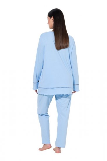 Ulla Popken 810592 Pyjama en dentelle Bleu clair - Pyjamas/vêtements de détente - 