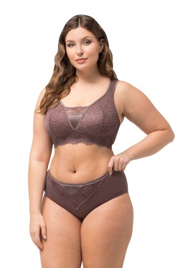 Ulla Popken 811602 Culottes en dentelle Marron - Culottes - 