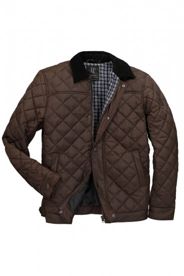 JP1880 811805 Veste matelassée à col velours côtelé Brun noir - Vestes - Vestes homme grandes tailles