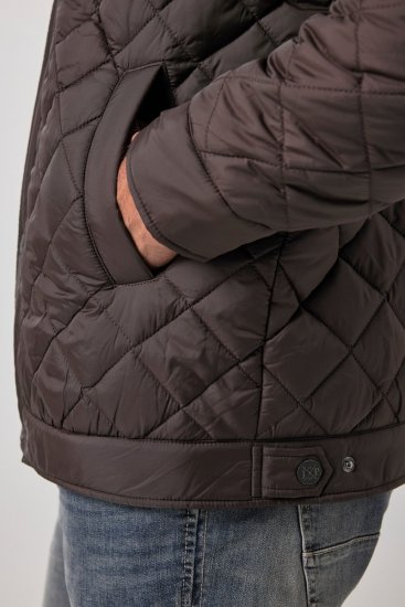 JP1880 811805 Veste matelassée à col velours côtelé Brun noir - Vestes - Vestes homme grandes tailles