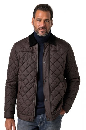 JP1880 811805 Veste matelassée à col velours côtelé Brun noir - Vestes - Vestes homme grandes tailles
