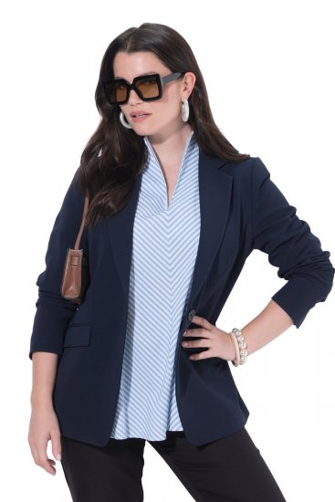 Ulla Popken 811944 Blazer classique Bleu marine - Blazers - Vestes blazer pour femme, grandes tailles