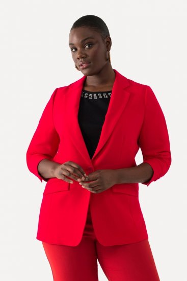 Ulla Popken 811944 Blazer classique Rouge - Blazers - Vestes blazer pour femme, grandes tailles