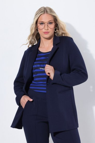 Ulla Popken 812754 Blazer en jersey punto di Roma Bleu marine - Blazers - Vestes blazer pour femme, grandes tailles