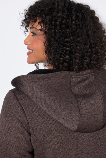 Ulla Popken 812880 Veste en maille polaire avec polaire teddy Taupe - Vêtements en laine polaire - 