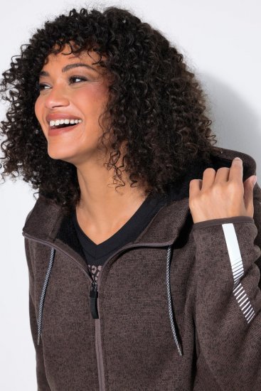 Ulla Popken 812880 Veste en maille polaire avec polaire teddy Taupe - Vêtements en laine polaire - 