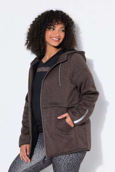 Ulla Popken 812880 Veste en maille polaire avec polaire teddy Taupe - Vêtements en laine polaire - 