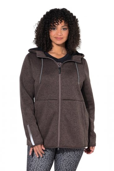 Ulla Popken 812880 Veste en maille polaire avec polaire teddy Taupe - Vêtements en laine polaire - 