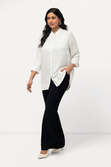 Ulla Popken 813306 Pantalon de tailleur large à taille élastique Bleu marine - Pantalons en tissu - Pantalons larges femme grande taille