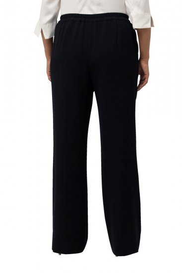 Ulla Popken 813306 Pantalon de tailleur large à taille élastique Bleu marine - Pantalons en tissu - Pantalons larges femme grande taille