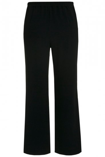 Ulla Popken 813306 Pantalon de tailleur large à taille élastique Noir - Pantalons en tissu - Pantalons larges femme grande taille