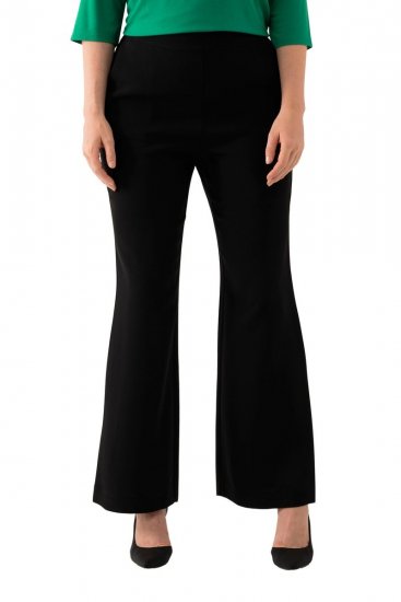 Ulla Popken 813306 Pantalon de tailleur large à taille élastique Noir - Pantalons en tissu - Pantalons larges femme grande taille