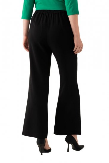 Ulla Popken 813306 Pantalon de tailleur large à taille élastique Noir - Pantalons en tissu - Pantalons larges femme grande taille
