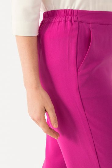 Ulla Popken 813306 Pantalon de tailleur large à taille élastique Magenta - Pantalons en tissu - Pantalons larges femme grande taille