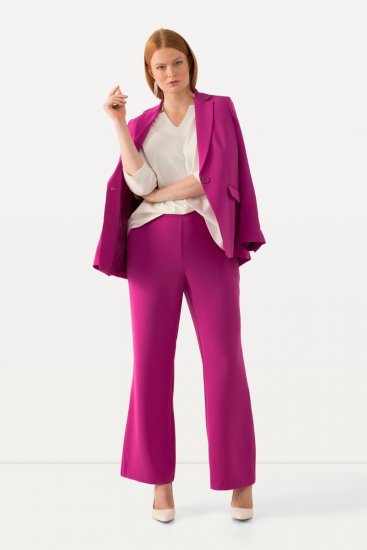 Ulla Popken 813306 Pantalon de tailleur large à taille élastique Magenta - Pantalons en tissu - Pantalons larges femme grande taille