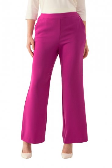Ulla Popken 813306 Pantalon de tailleur large à taille élastique Magenta - Pantalons en tissu - Pantalons larges femme grande taille