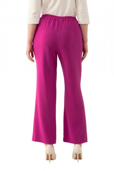 Ulla Popken 813306 Pantalon de tailleur large à taille élastique Magenta - Pantalons en tissu - Pantalons larges femme grande taille
