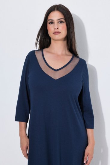 Ulla Popken 815333 Chemise de nuit Bleu marine - Chemises de nuit - 