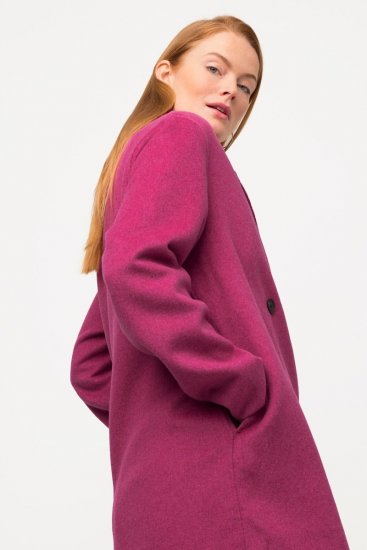 Ulla Popken 816744 Manteau croisé effet laine Rose - Manteaux - Manteaux grande taille pour femme