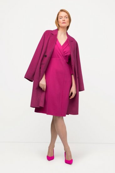 Ulla Popken 816744 Manteau croisé effet laine Rose - Manteaux - Manteaux grande taille pour femme