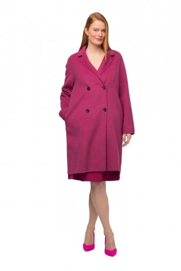 Ulla Popken 816744 Manteau croisé effet laine Rose - Manteaux - Manteaux grande taille pour femme
