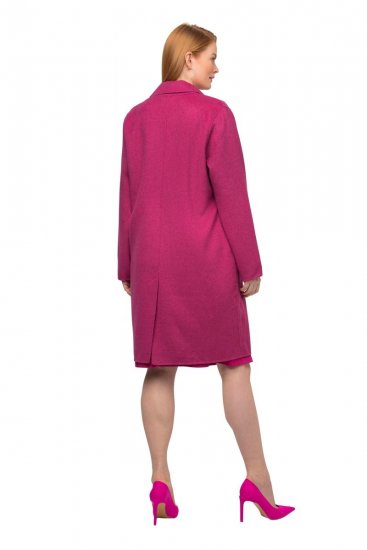 Ulla Popken 816744 Manteau croisé effet laine Rose - Manteaux - Manteaux grande taille pour femme
