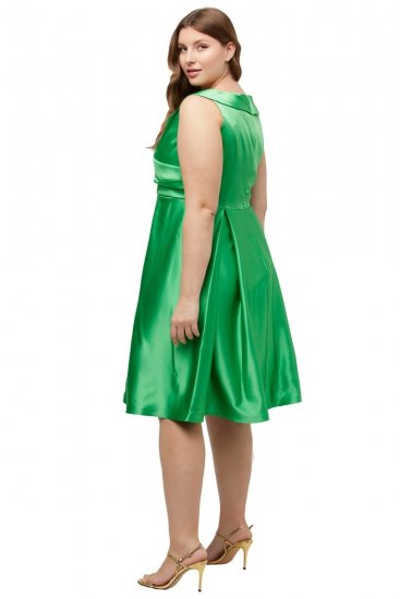 Ulla Popken 817135 Robe de soirée trapèze à col V Vert - Robes de soirée - Robes de soirée en grandes tailles