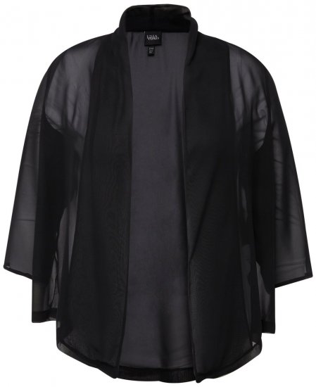 Ulla Popken 817211 Veste oversize en mousseline à col châle Noir - Vestes - Vestes grande taille pour femme