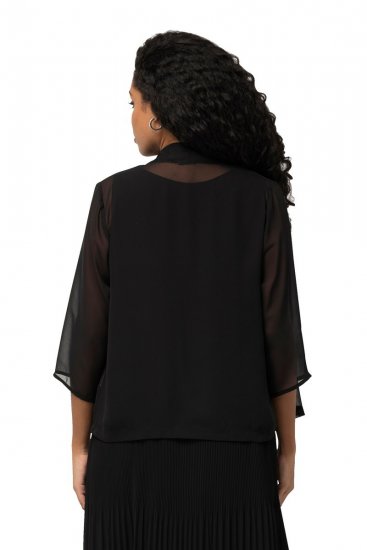 Ulla Popken 817211 Veste oversize en mousseline à col châle Noir - Vestes - Vestes grande taille pour femme