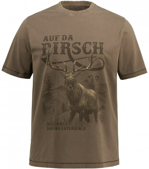 JP1880 Comfortable Fit Vintage Look T-Shirt Light Brown - T-shirts - T-shirts Homme Grande Taille