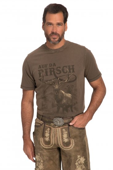JP1880 Comfortable Fit Vintage Look T-Shirt Light Brown - T-shirts - T-shirts Homme Grande Taille