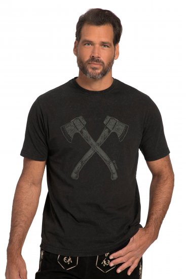 JP1880 Double Axe Design & Vintage Look T-Shirt Black - T-shirts - T-shirts Homme Grande Taille