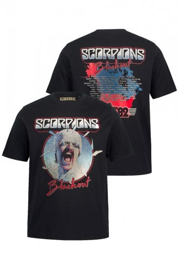 JP1880 Scorpions Blackout Graphic Comfort Fit Band T-Shirt Black - T-shirts - T-shirts Homme Grande Taille