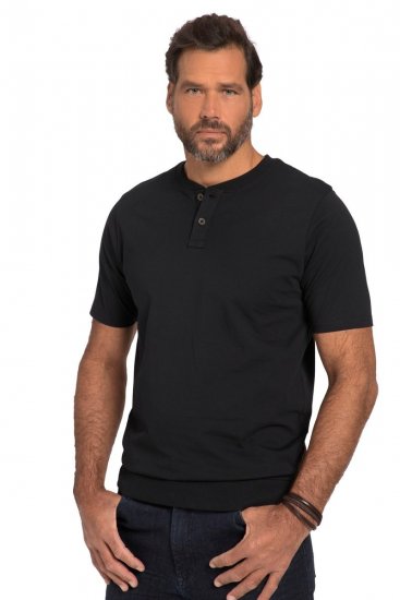 JP1880 818628 T-shirt Henley coupe ventre Noir - T-shirts - T-shirts Homme Grande Taille