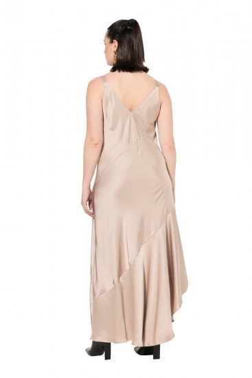 Ulla Popken 820341 Robe en satin sans manches Taupe - Robes de soirée - Robes de soirée en grandes tailles