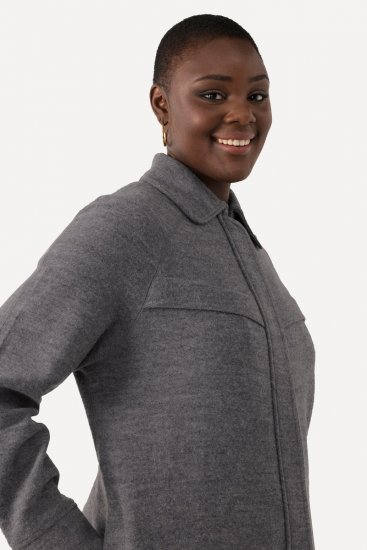 Ulla Popken 820516 Manteau en laine Gris chiné - Manteaux - Manteaux grande taille pour femme