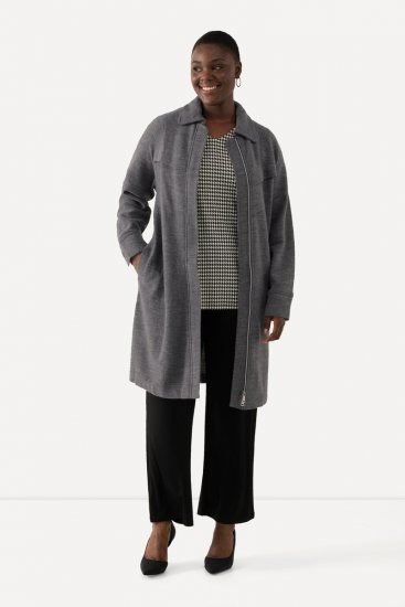 Ulla Popken 820516 Manteau en laine Gris chiné - Manteaux - Manteaux grande taille pour femme