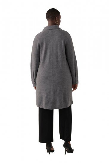 Ulla Popken 820516 Manteau en laine Gris chiné - Manteaux - Manteaux grande taille pour femme