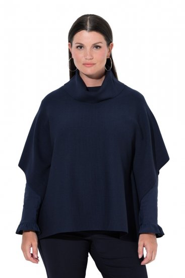 Ulla Popken 820620 Pull poncho à col roulé Bleu marine - Ponchos & capes - 