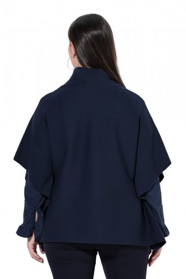 Ulla Popken 820620 Pull poncho à col roulé Bleu marine - Ponchos & capes - 