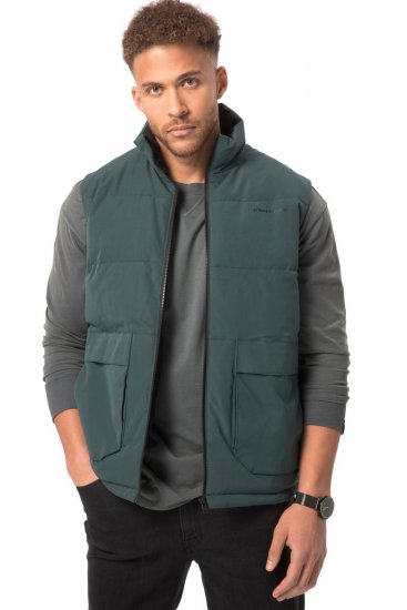 STHUGE 821232 Gilet matelassé avec fermeture éclair Vert olive - Vestes - Vestes homme grandes tailles