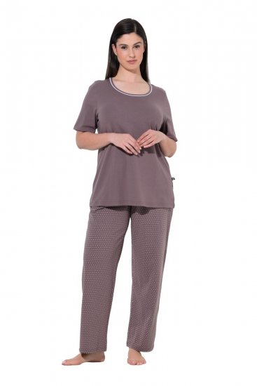 Ulla Popken 821244 Pyjama à pois Marron - Pyjamas/vêtements de détente - 