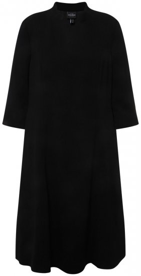 Ulla Popken 823290 Robe mi-longue à col V Noir - Robes midi - Robes mi-longues pour femmes rondes