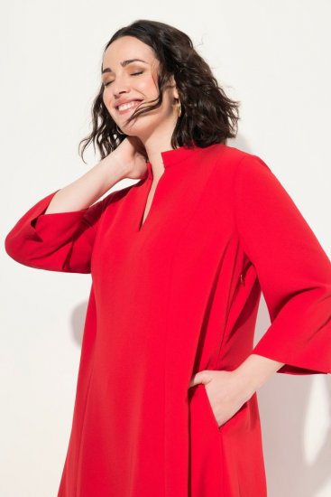 Ulla Popken 823290 Robe trapèze à poches Rouge - Robes midi - Robes mi-longues pour femmes rondes