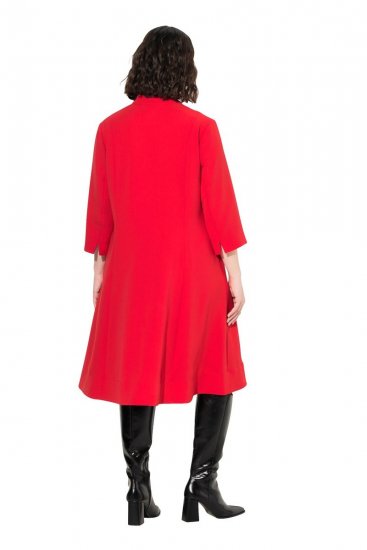 Ulla Popken 823290 Robe trapèze à poches Rouge - Robes midi - Robes mi-longues pour femmes rondes