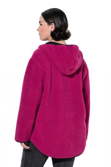 Ulla Popken 823371 Veste teddy à capuche et poches matelassées Fuchsia - Vêtements en laine polaire - 