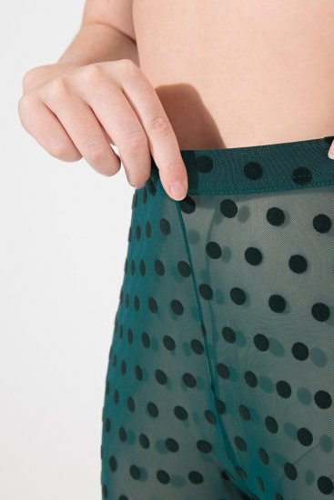 Ulla Popken 823383 Legging collant à pois Vert olive - Collants & chaussettes - 